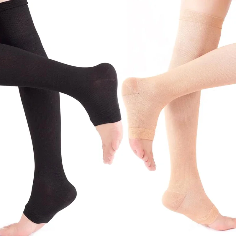 Compression Sock Medical - 1組のつま先から膝までの圧迫ソックス、弾性ふくらはぎサポートストッキング、静脈瘤用、循環促進、医療用圧迫ウェア