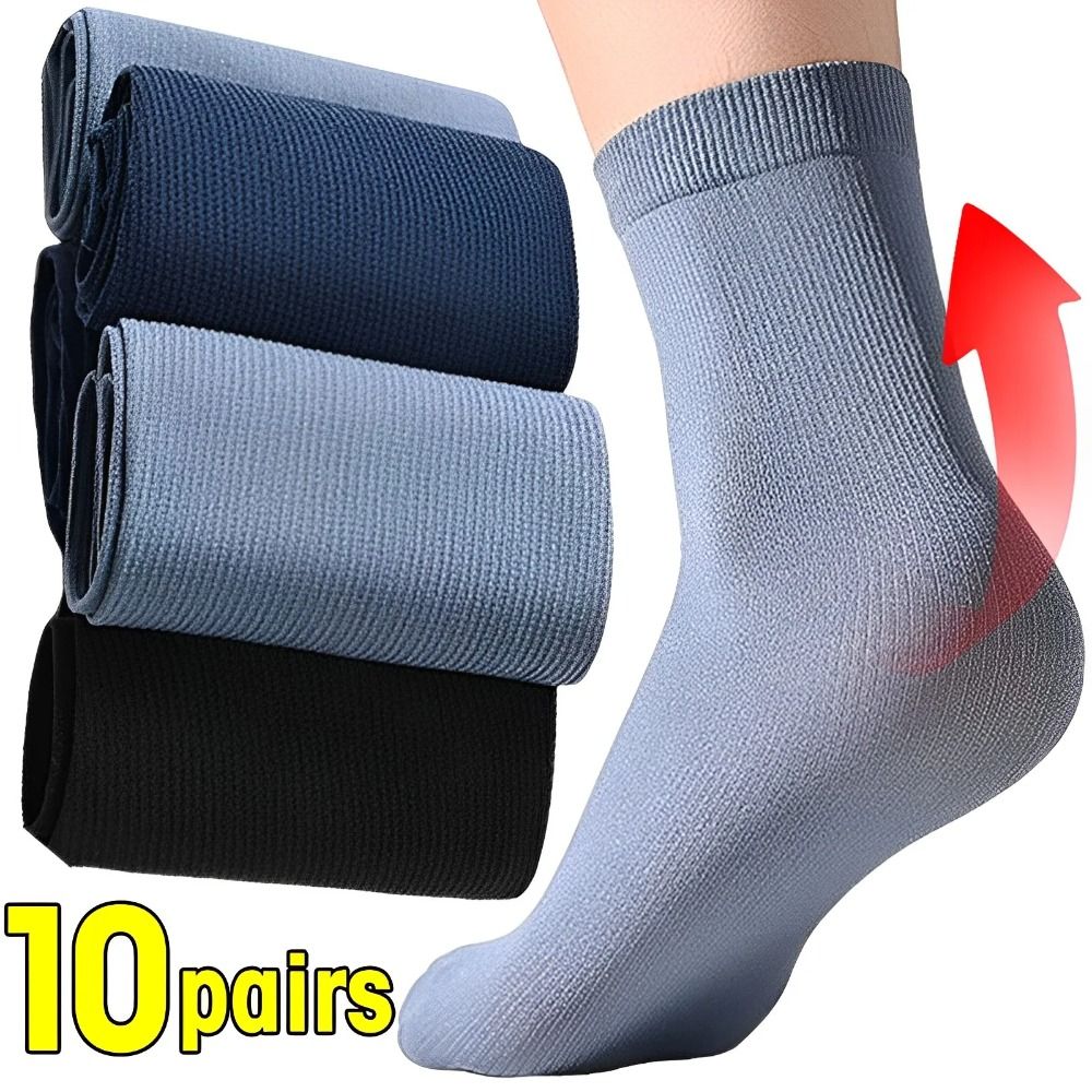 Silk Sock Bamboo - 10 ペア新しい弾性通気性男性アイスシルクソックスソフト弾性固体ビジネスソックス超薄型靴下
