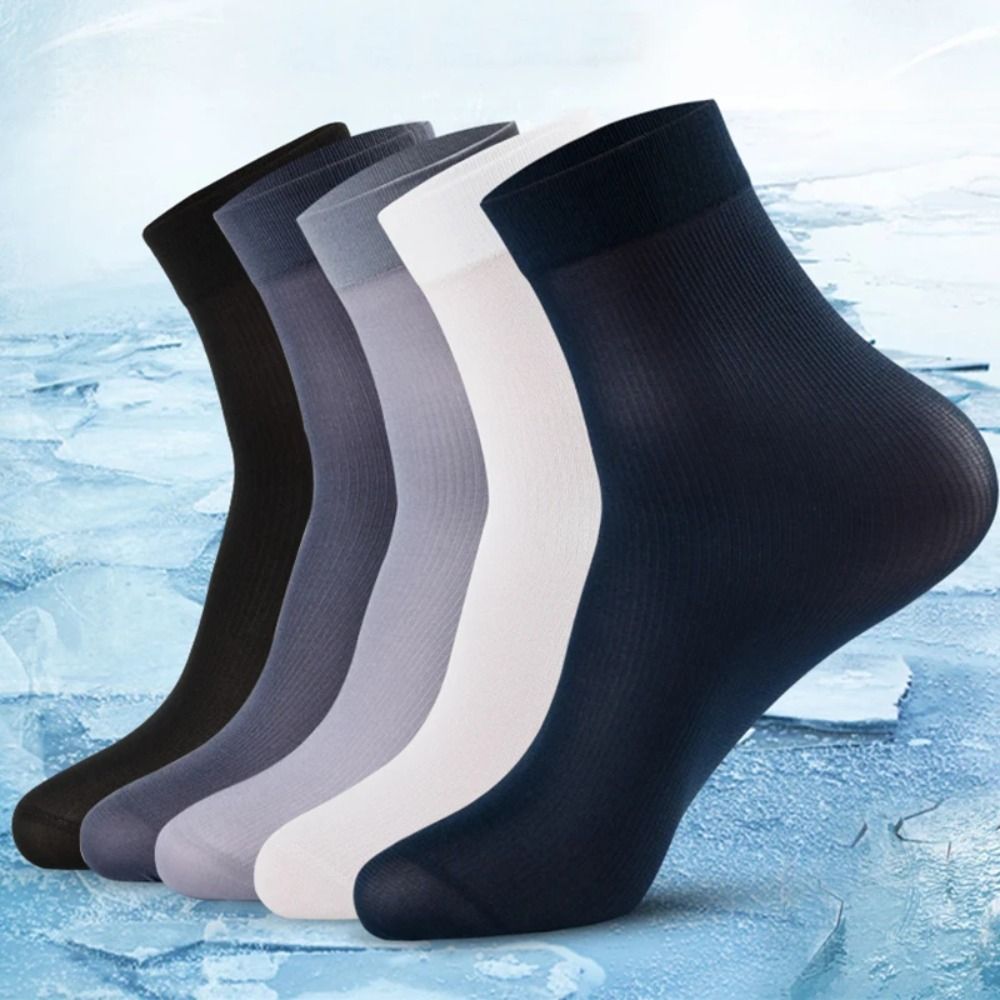 Silk Sock Bamboo - 10足セット、通気性に優れたメンズ用アイスシルクソックス、柔らかく伸縮性があり、シンプルなデザインでビジネスシーンにも最適、超薄手。