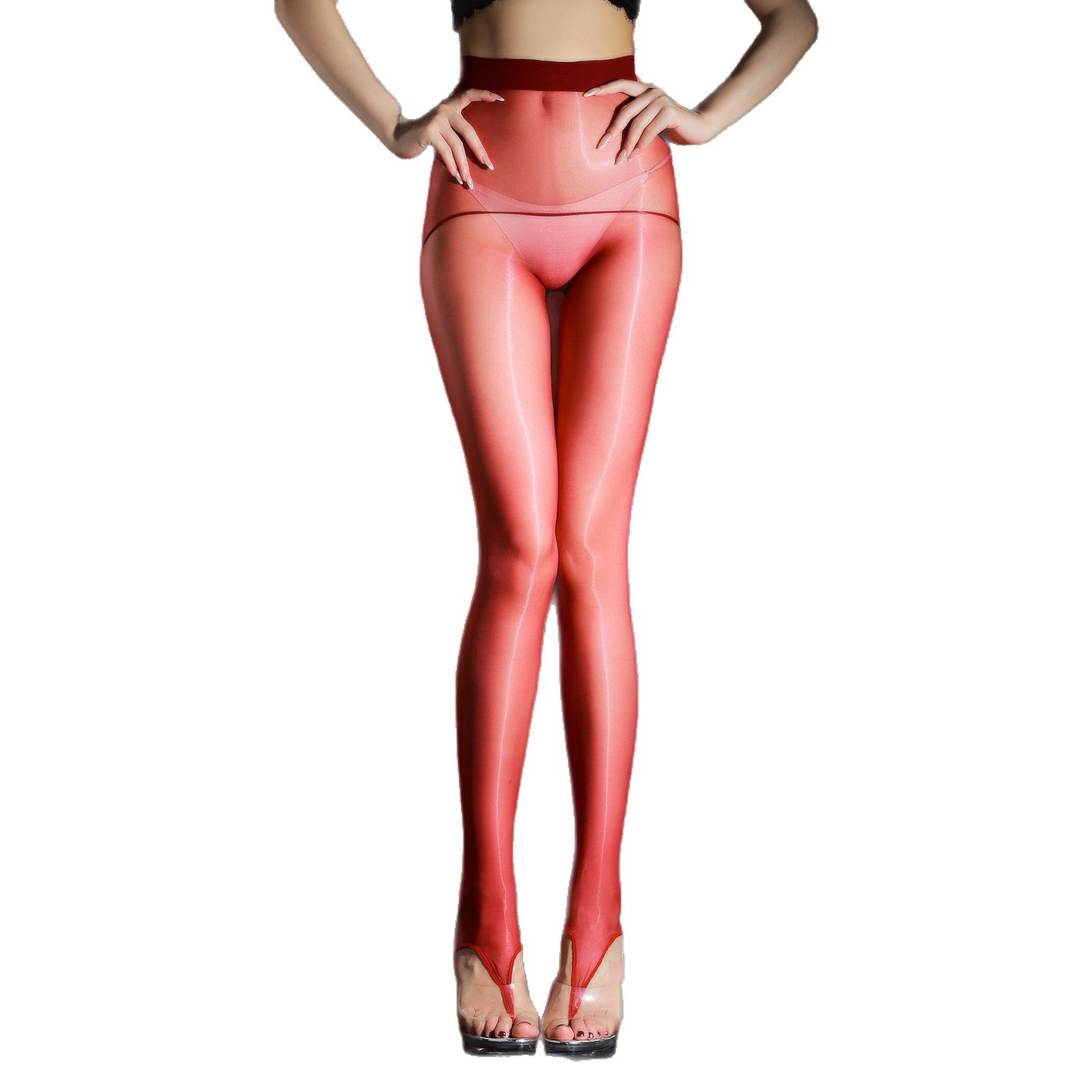 Tights Pantyhose Sheer - オーロラシームレスパンティストッキング 超薄型でセクシーな赤い光沢のあるフット付きパンティストッキング 女性用シアータイツ ストッキング HV8R