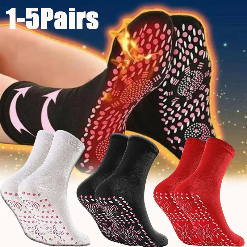 Thermal Sock Winter - 1-5 ペア自己発熱フロアソックス指圧マッサージサーマルヘルスソックス吸湿発散性ノンスリップ家庭用高齢者冬用