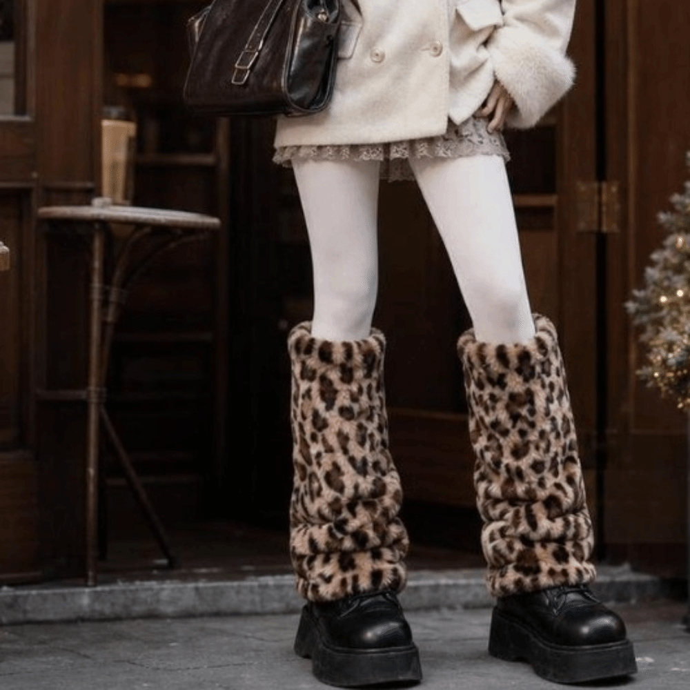 フェイクファー レオパード柄 レッグウォーマー 冬用 厚手  - Boot Sock Slouchy のレビューと価格