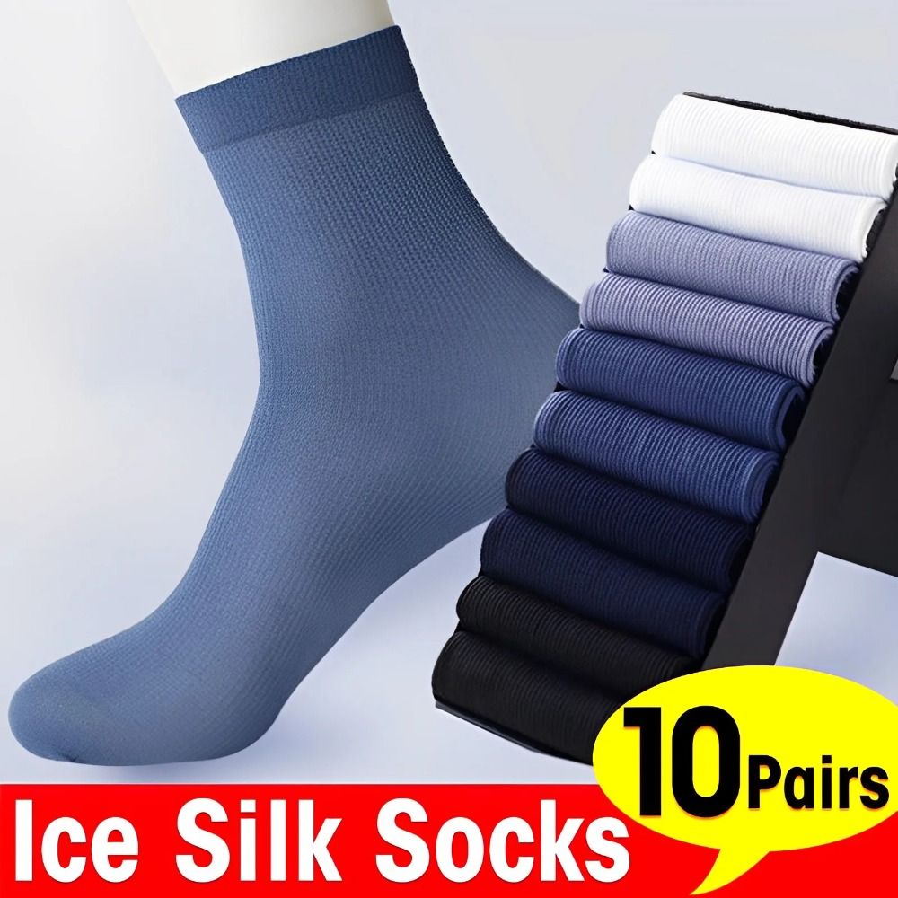 10 ペア新しい弾性通気性男性アイスシルクソックスソフト弾性 - Silk Sock Bamboo のレビューと価格