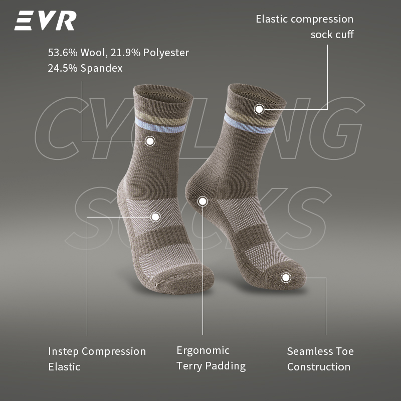 EVR 秋冬用メリノウール製サイクリングソックス。速乾性、保 - Wool Hiking Sock のレビューと価格